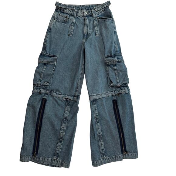 Zara Pants - ZARA Baggy Cargo Pants Wide Leg Detachable to Shorts Size Womens 29